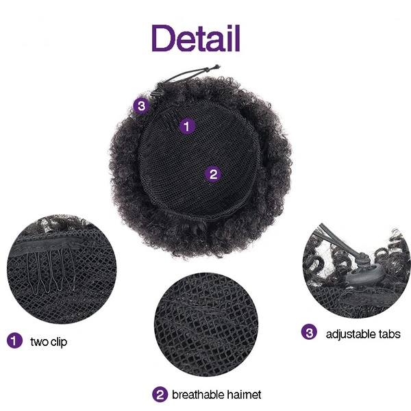 Synthetic Puff Afro Short Kinky Curly Chignon Hair Bun Drawstring Ponytail Wrap Hairpiece Fake Hair Extensions