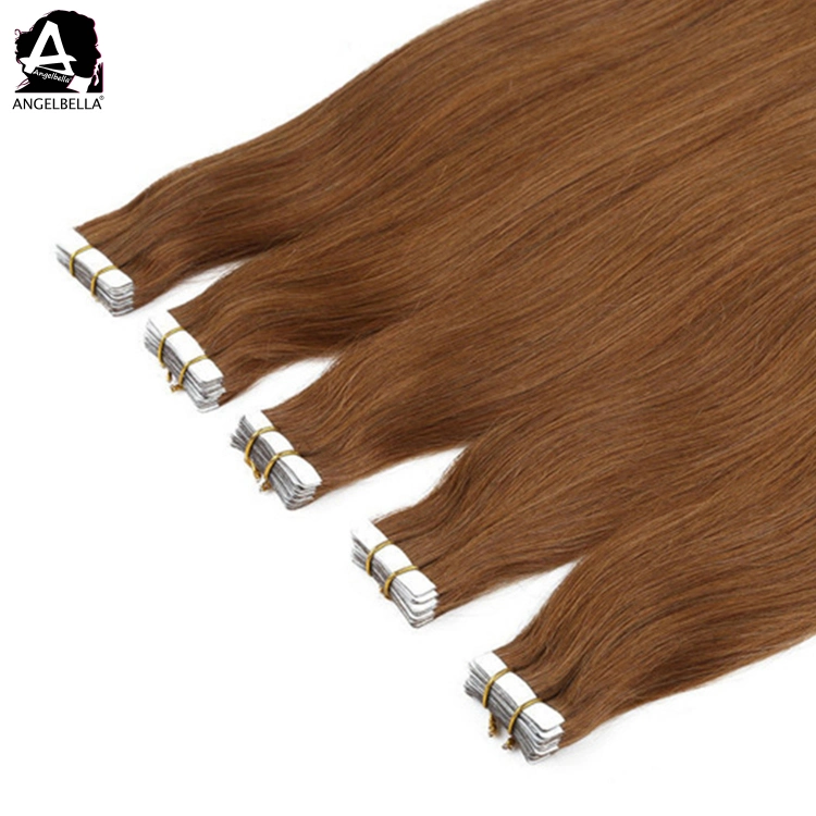 Angelbella Double Drawn Human Hair Extentions Straight 8# European Remy Tape Hair Extension