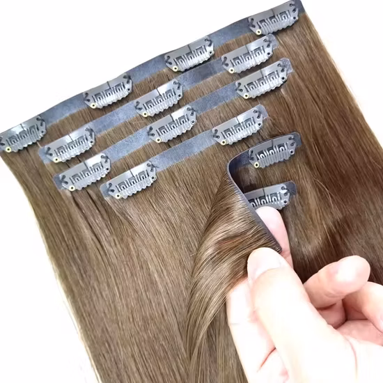 100% 인간 처리되지 않은 레미 머리 이중 인발 처리되지 않은 머리 연장 클립